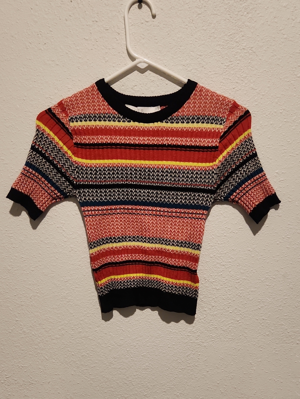 ASTR the Label Striped Fair Isle Knit Crop Top | Multicolor | Size XS